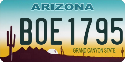 AZ license plate BOE1795