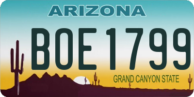 AZ license plate BOE1799