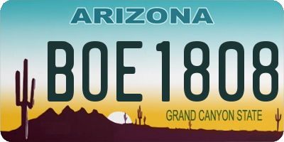 AZ license plate BOE1808