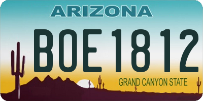 AZ license plate BOE1812