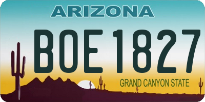 AZ license plate BOE1827