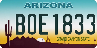 AZ license plate BOE1833