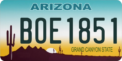 AZ license plate BOE1851