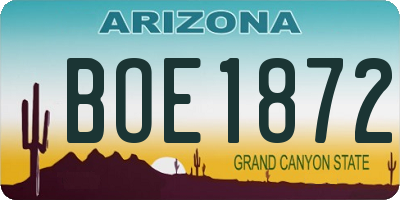 AZ license plate BOE1872