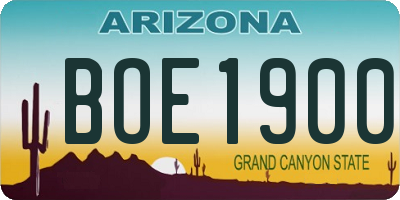 AZ license plate BOE1900