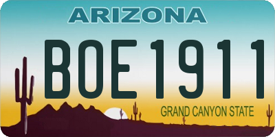 AZ license plate BOE1911