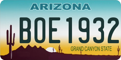 AZ license plate BOE1932