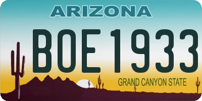 AZ license plate BOE1933