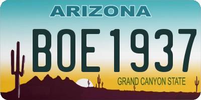 AZ license plate BOE1937