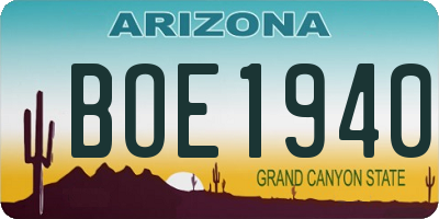 AZ license plate BOE1940