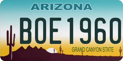 AZ license plate BOE1960