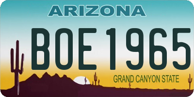 AZ license plate BOE1965