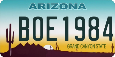 AZ license plate BOE1984