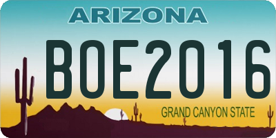 AZ license plate BOE2016