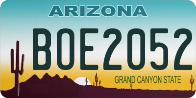 AZ license plate BOE2052