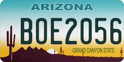 AZ license plate BOE2056