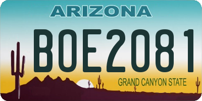 AZ license plate BOE2081
