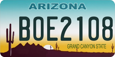 AZ license plate BOE2108