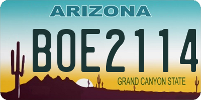 AZ license plate BOE2114