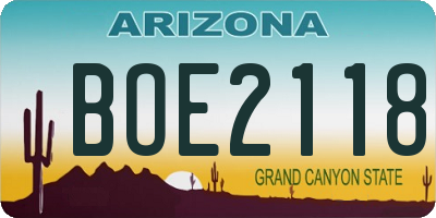 AZ license plate BOE2118
