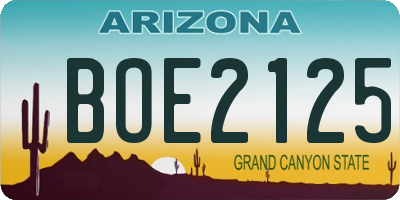AZ license plate BOE2125