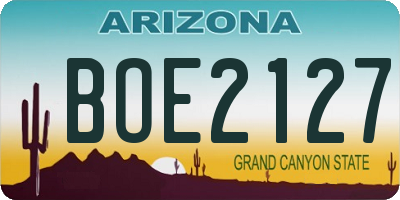 AZ license plate BOE2127