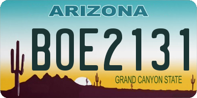 AZ license plate BOE2131