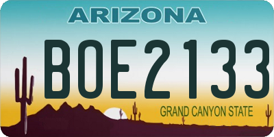 AZ license plate BOE2133