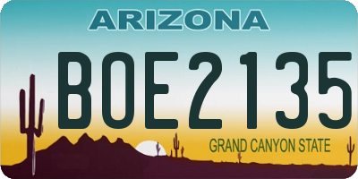 AZ license plate BOE2135