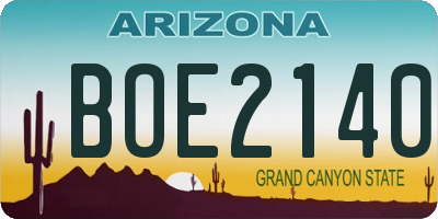 AZ license plate BOE2140
