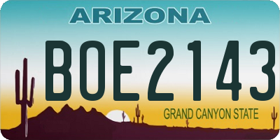 AZ license plate BOE2143