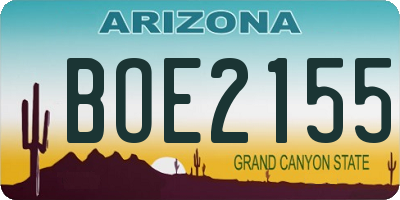 AZ license plate BOE2155