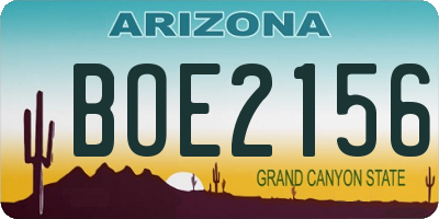 AZ license plate BOE2156