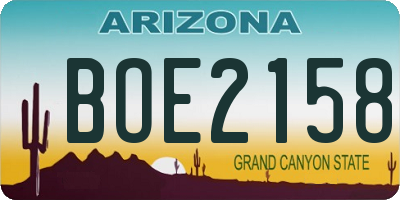 AZ license plate BOE2158