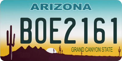 AZ license plate BOE2161