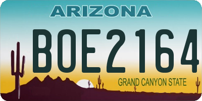 AZ license plate BOE2164