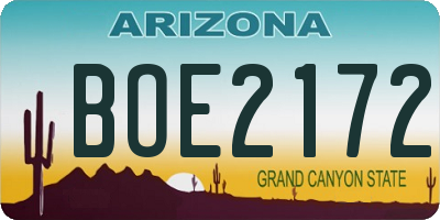 AZ license plate BOE2172