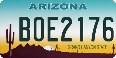 AZ license plate BOE2176