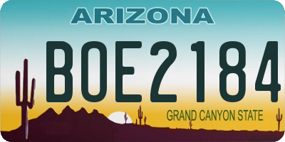 AZ license plate BOE2184