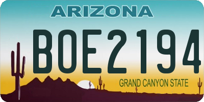 AZ license plate BOE2194