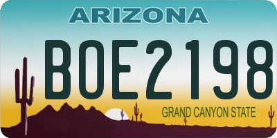 AZ license plate BOE2198