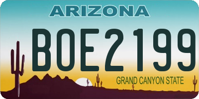 AZ license plate BOE2199