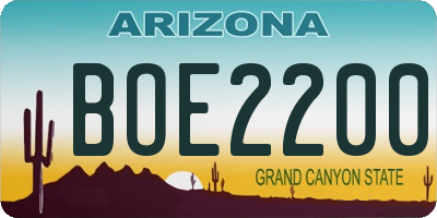 AZ license plate BOE2200