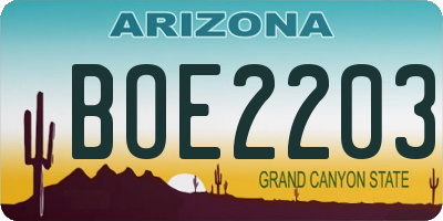 AZ license plate BOE2203