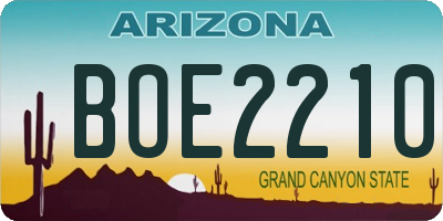 AZ license plate BOE2210