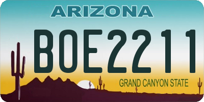 AZ license plate BOE2211