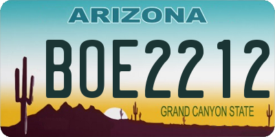 AZ license plate BOE2212