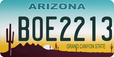 AZ license plate BOE2213