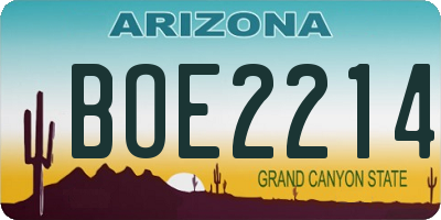 AZ license plate BOE2214
