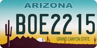 AZ license plate BOE2215